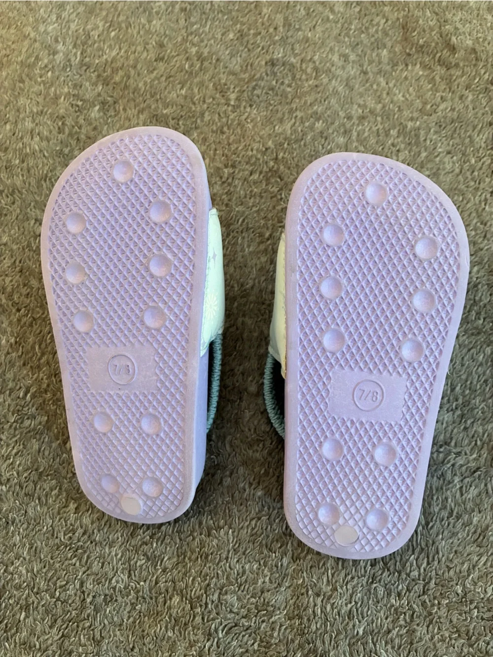 Disney Kids Lavender Slide Sandals with Elsa & Anna